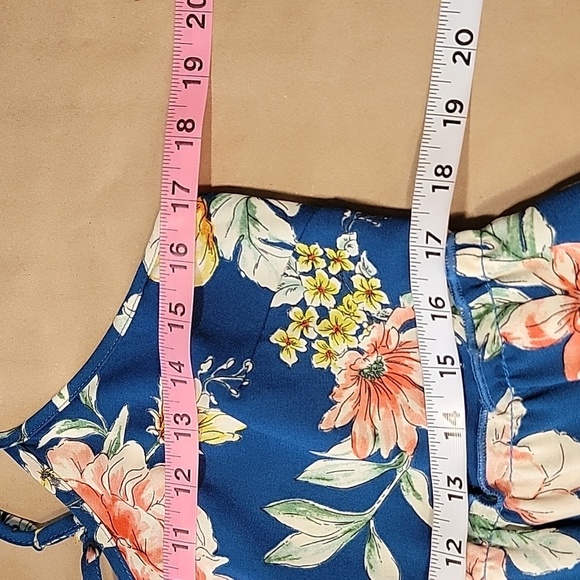Xhilaration Size S Dusty Blue with Floral Strappy Blue Sun Dress, Exc. Used Cond - Picture 6 of 11